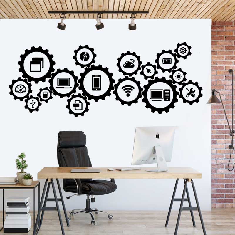 Information Technology Officer - Tech Technologie Sociale Media Muurstickers Informatie