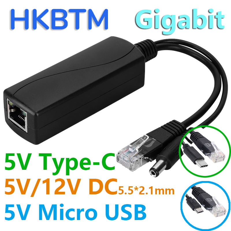 Power Over Ethernet - HKBTM Gigabit PoE-splitter voor IP-camera, Raspberry